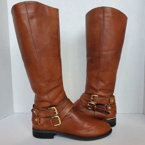 Steve Madden Avilla Brown Leather Riding Boots - Picture 3 of 15